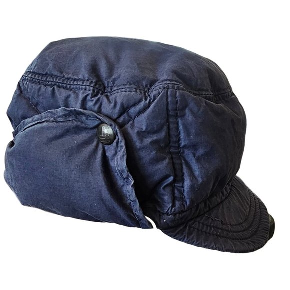 VTG Down Filled Blue Winter Italian Hat Pool Serchio Flap‎ Cap Small Quilted